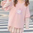 Mock Two-piece Cartoon Rabbit Print T-shirt