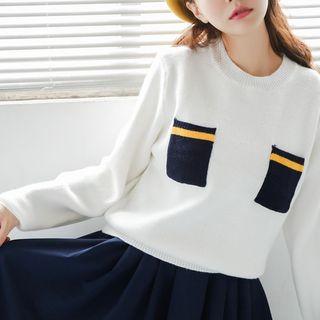 Contrast Pocket Sweater