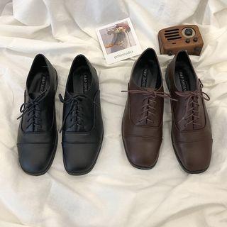 Faux Leather Lace-up Oxfords
