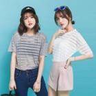 Shadow Stripe Cropped T-shirt