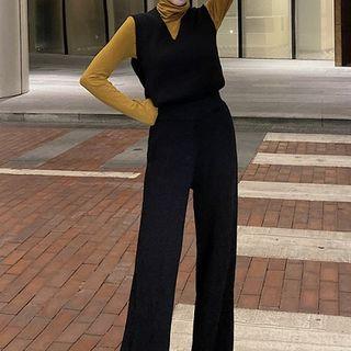 Knit Vest / Wide-leg Pants