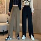 High Waist Slit Wide Leg Dress Pants