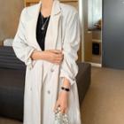 Double-breasted Long Linen Coat With Sash