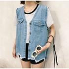 Fray Hem Denim Vest