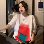 Short-sleeve Geometric Print T-shirt White - One Size