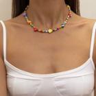 Beaded Necklace 4169 - Red & Yellow & Blue - One Size