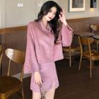 Flared-sleeve Jacket / Mini A-line Skirt