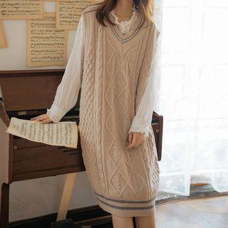 Sleeveless Midi Knit Dress Almond - One Size