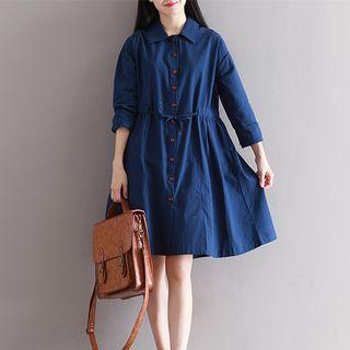 Long-sleeve Linen Shirt Dress