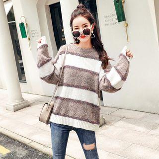 Striped Glitter Trim Sweater