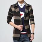 Colour Block Woolen Lapel Jacket