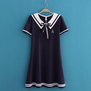 Sailor-collar Dress With Tie