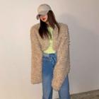 Open-front Cropped Faux-fur Jacket