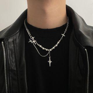 Star Pendant Bead Stainless Steel Necklace