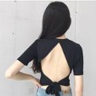 Open Back Short Sleeve Cropped T-shirt