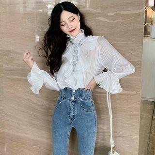 Sequined Ruffle Blouse