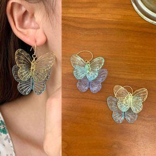 Butterfly Drop Earring 1 Pair - Yellow & Blue & Green - One Size