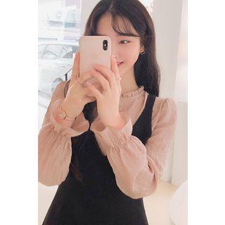 Frill-neck Crinkled Blouse