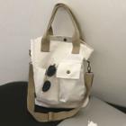 Pocketed Canvas Tote Bag White - One Size