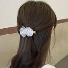Flower Chiffon Faux Pearl Hair Clip 1 Pc - Flower Chiffon Faux Pearl Hair Clip - White - One Size