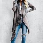 Asymmetrical Fringed Cardigan