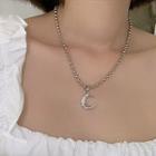 Moon Pendant Sterling Silver Necklace 1pc - Xl1152 - Silver - One Size