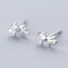 925 Sterling Silver Rhinestone Goldfish Earring S925 Silver Stud - 1 Pair - Silver - One Size
