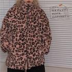 Leopard Print Zip Fleece Jacket