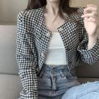 Houndstooth Cropped Light Jacket Houndstooth - One Size