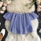 Off-shoulder Striped Bell-sleeve Top