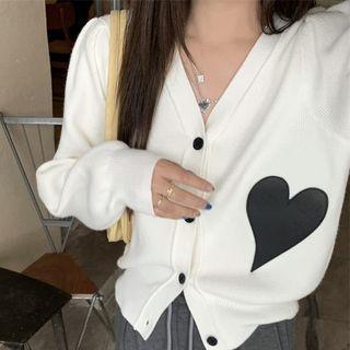 Long-sleeve Heart Embroidered Cardigan