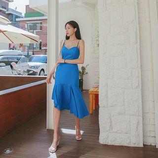 Spaghetti-strap Diagonal-hem Mermaid Dress