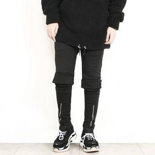 Zip-hem Flap-detail Tapered Sweatpants