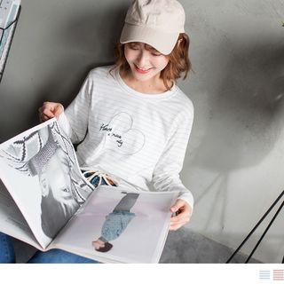 Striped Long Sleeve Embroidered T-shirt