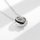 Hoop Rhinestone Pendant Sterling Silver Necklace 1pc - Silver & Black - One Size