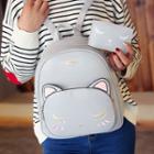 Set: Faux Leather Cat Backpack + Coin Purse