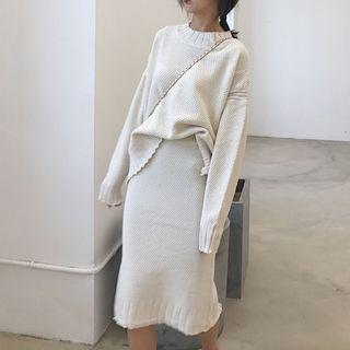 Set: Long-sleeve Sweater + Midi Skirt