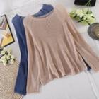 Round-neck Cutout Long-sleeve Knit Top