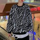 Zebra Print Zipped Jacket / Sweatshirt