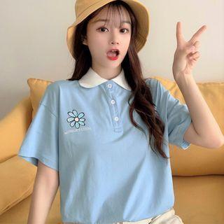 Two Tone Loose-fit Short-sleeve Polo Shirt
