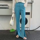 Asymmetric Deep-slit Patched Dress Pants