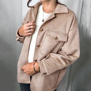Oversized Plain Military Button Jacket