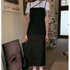Short-sleeve Plain T-shirt / Spaghetti Strap Plain Midi Dress