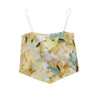 Floral Cropped Camisole Top Yellow - M