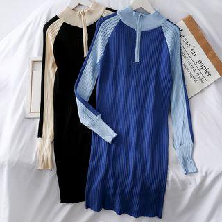 Half-zip Colorblock Knit Dress