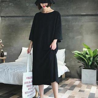 Lace-up Back 3/4-sleeve T-shirt Dress
