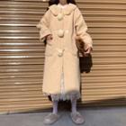 Faux Shearling Pom Pom Toggle Coat Almond - One Size