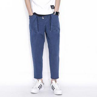 Cropped Washed Straight-fit Jeans