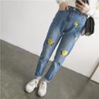Flower Embroidered Jeans