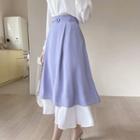 Belted Layered Long Skirt